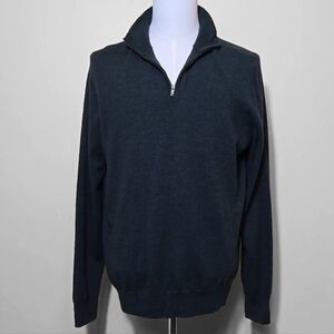 Christian Lacroix 100% Extra Fine Merino Wool Sweater Size L Quarter‎ Zip Green